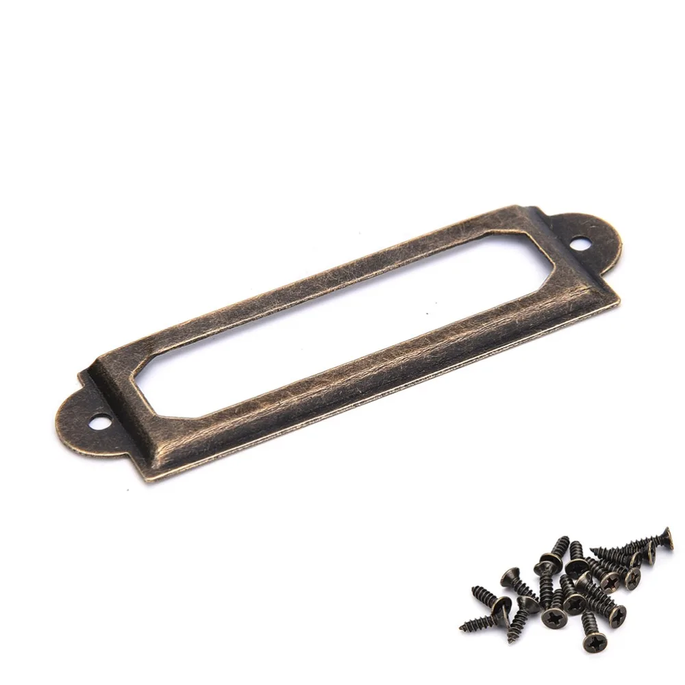 50Pcs Antique Bronze Color Iron Label Frame Card Holder With Screws DIY Jewelry Findings Accessories 60x17mm wholesale&retail