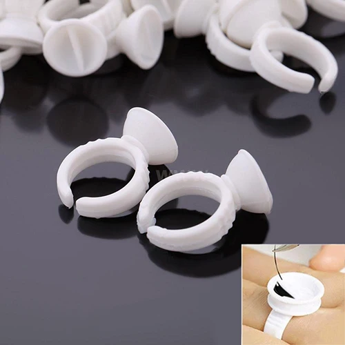 

100Pcs Eyelash Pallet Glue Adhesive Holders Eyelash Extensions Storage Rings