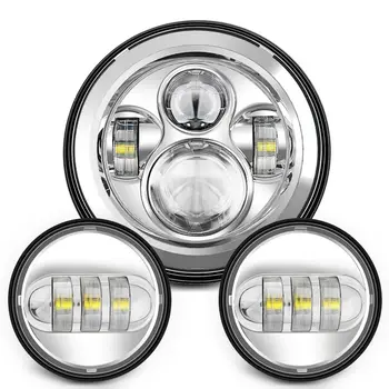 

7inch Round LED Headlight for Motorcycle+ 2x30W 4 1/2 inch LED Passing Fog Lights for Road King Softail Touring