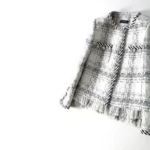 Новые пальто куртки WT8512002 стиль черный белый длинный рукав небольшой ароматный короткое пальто