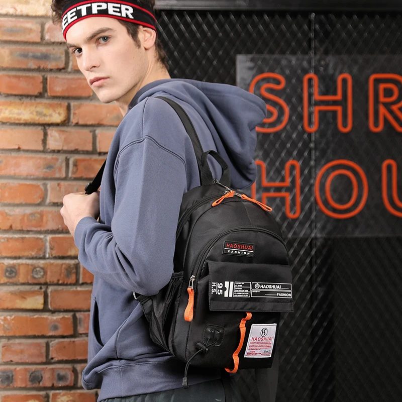 

Haoshuai Transform Backpack Men Hiphop Design Back Packs Anti-theft Superior Pack Super cool different distinctive New design