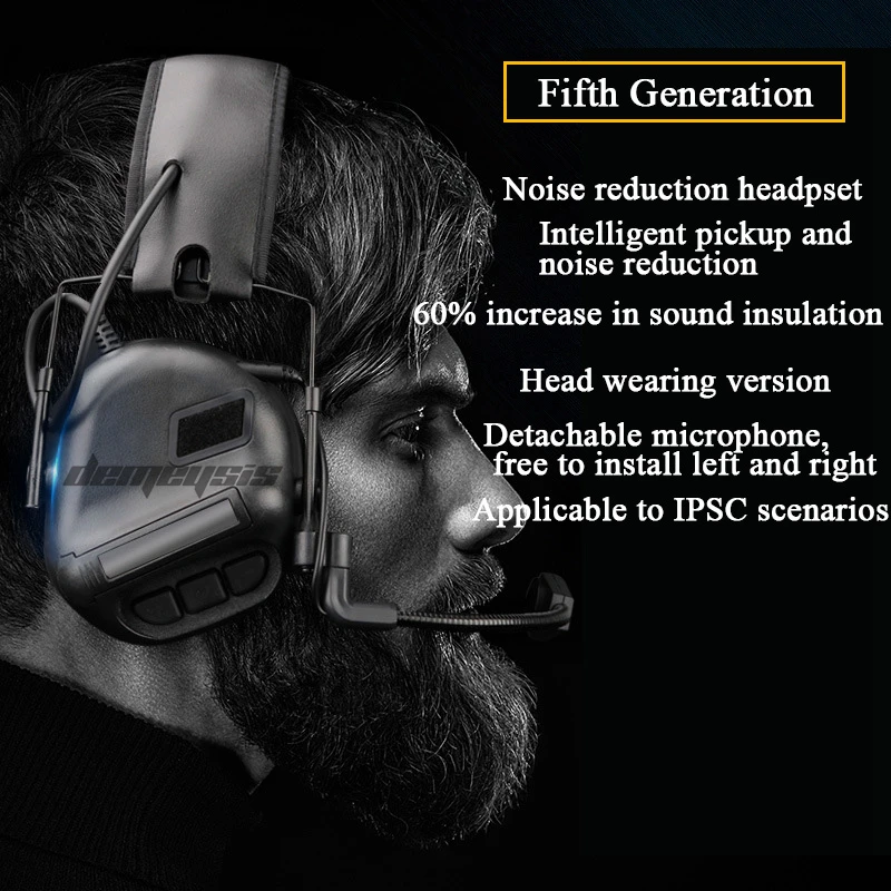 Tactical Headset Noise Reduction Earmuff Outdoor Shooting Hearing Protection Headset Sound Pickup Airsoft Hunting Headphone