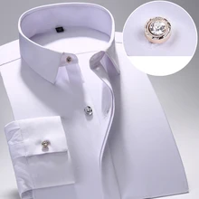 Мужская рубашка из бамбукового волокна, мужская рубашка на весну и осень с длинным рукавом, солидные официальные деловые мужские рубашки