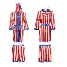 Rocky Balboa Apollo – Robe et short de Cosplay, drapeau américain, Costume de boxe, grande taille