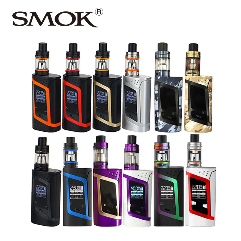 Original 220W SMOK Alien Vape Kit with 3ml Smok TFV8 Baby Tank Atomizer & Box Mod E-cig Starter Kit VS Smok G-priv/G320/GX350 original wismec rx2 3 mod augvape merlin mini tank 2ml rta atomizer vaping 200w rx23 tc box mod e cig vaping vs smok alien kit