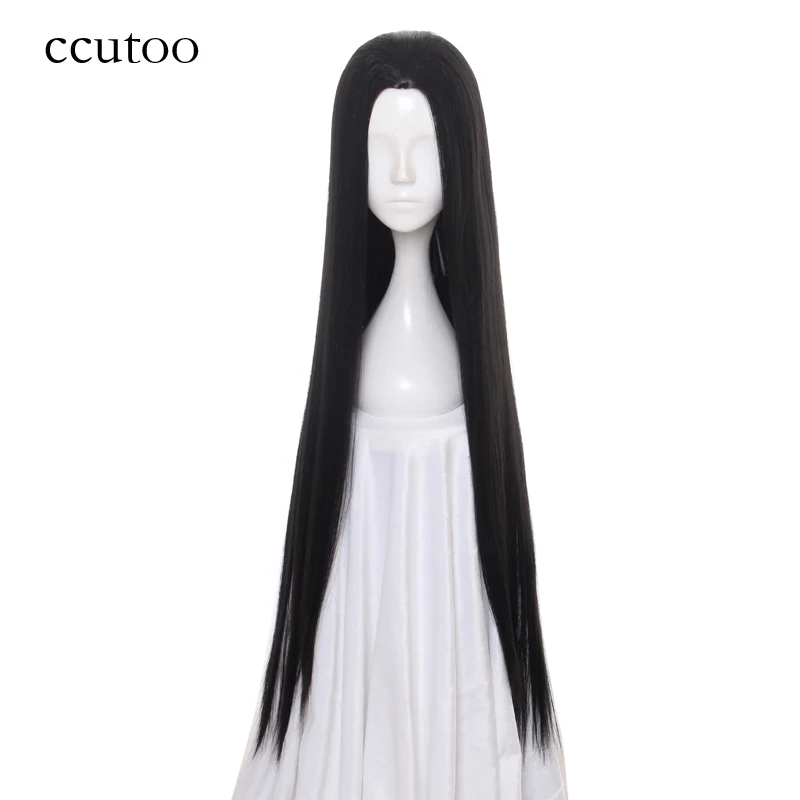 

ccutoo 100cm/39" Black Women's Female Long Straight Slicked Back Styled Synthetic Hair Cosplay Costume Wigs For Party Halloween