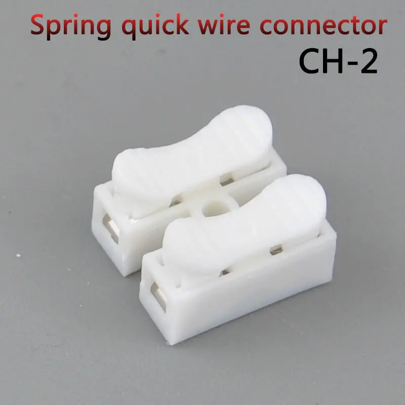 

20PCS CH-2 Press type 2 pin spring quick cable connector wire connector terminal