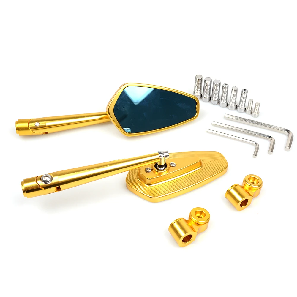 Universal 8mm 10mm Aluminum CNC Motorcycle Rearview Side Miror Moto Mirrors For Kawasaki er-5 gpz500s ex500r ninja ZX9 zzr1200