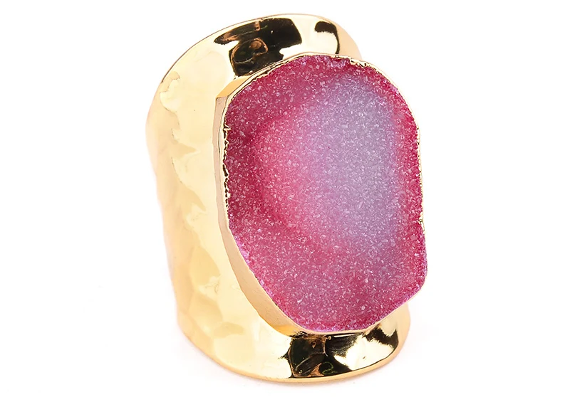 Boho кольца с натуральным камнем для женщин, Трендовое белое розовое серое синее грушевое кварцевое Золотое кольцо, медное кольцо для женщин, ювелирные изделия для вечеринок RI06
