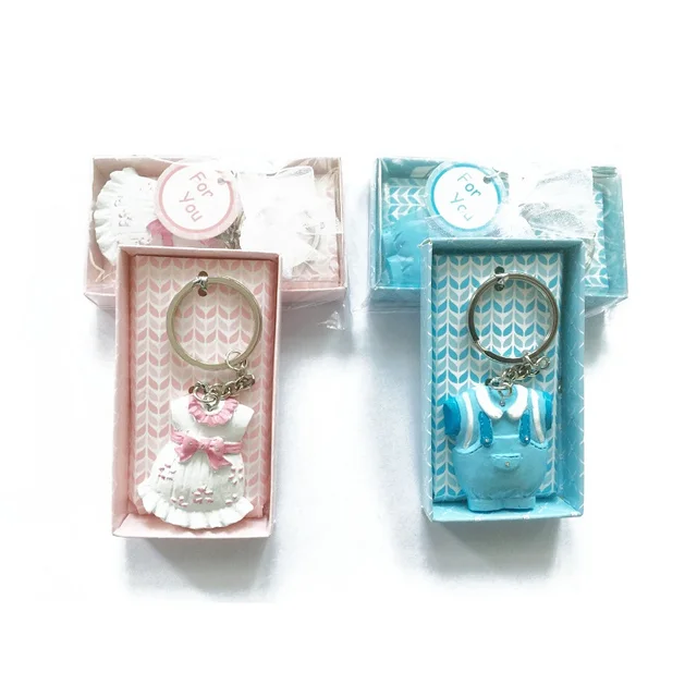100pcs Resin Baby Clothes Key Chain Keychains Baby Shower Favors And
