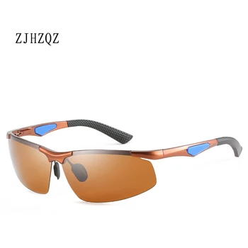 

ZJHZQZ Fashion Aluminum Magnesium Alloy Men's Polarized Driving Sunglasses Women Driving Sun Glasses Male Semi-Rimless Eyewears
