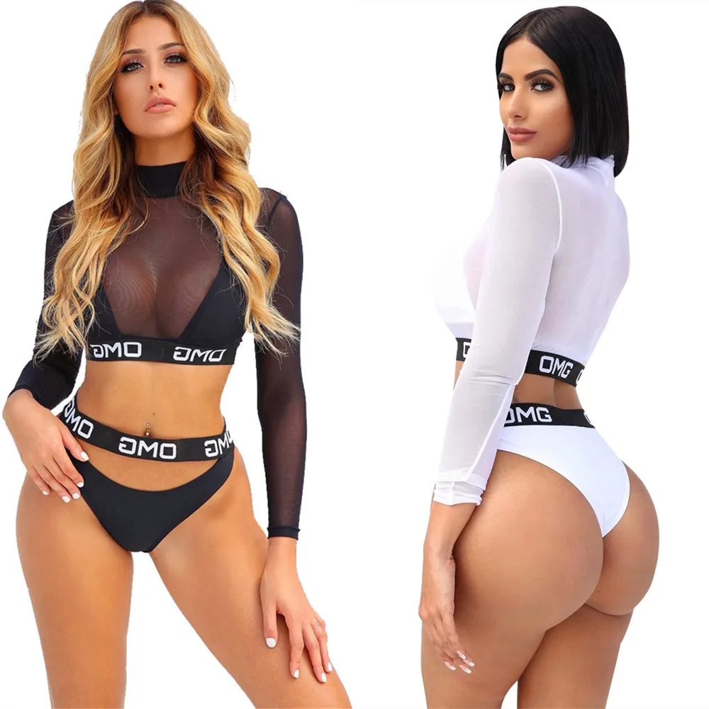 

New Arrival Solid Color Sexy letter Bikini Two-Piece Swimsuit