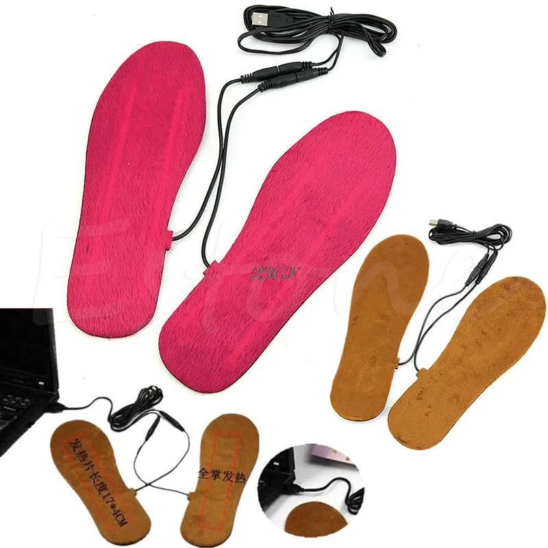 USB Electric Powered Heated Insoles For Shoes Boots Keep Feet Warm 2018 