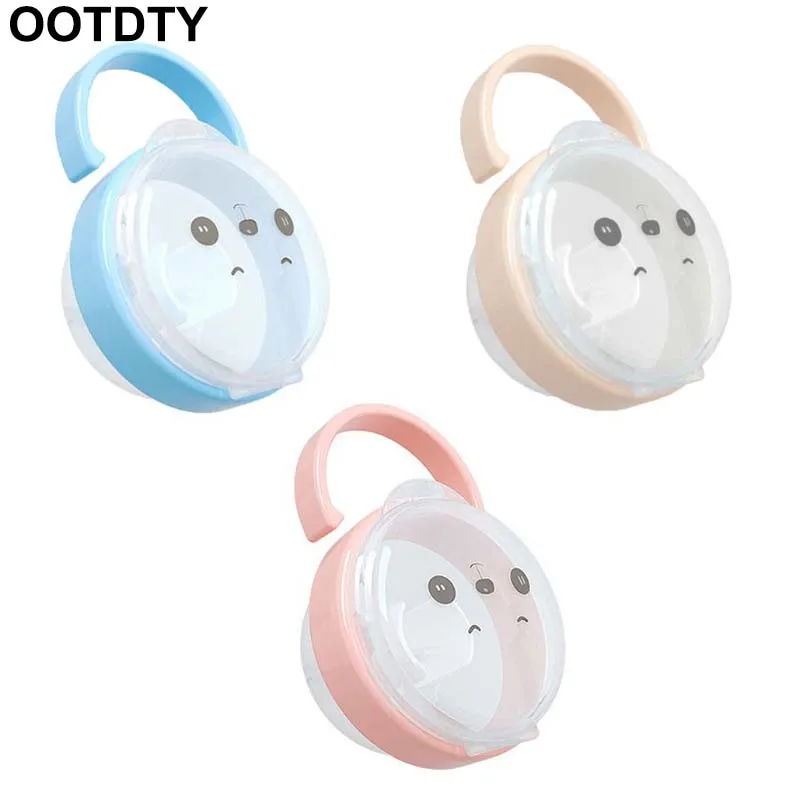 

Baby Pacifier Storage Box Cartoon Panda Pattern Pacifiers Nipple Transparent Dust Boxes Portable