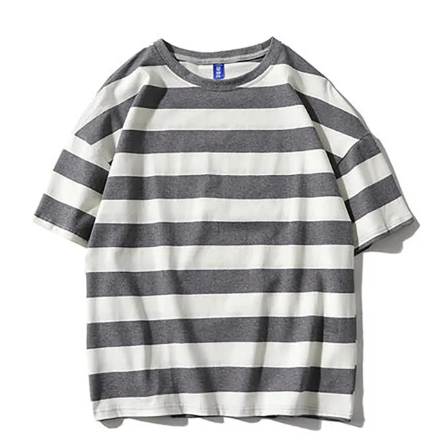 Korean Summer Tshirt Men Cotton Nature Stripe Oversized White t Shirt ...