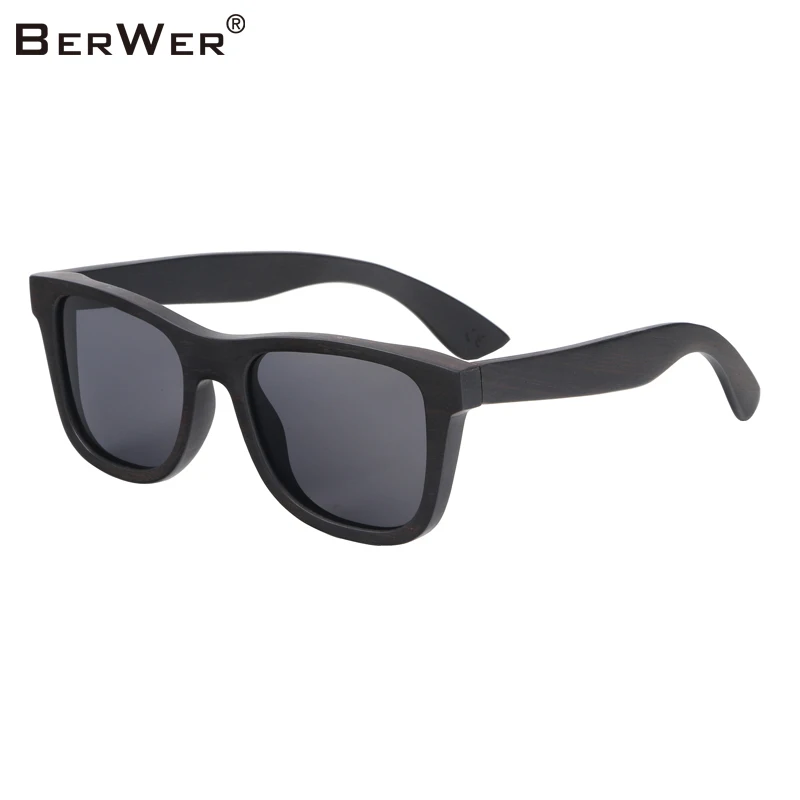 

BerWer 100% Natural Ebony Wooden Sunglasses Unisex Polarized Sun Glasses Male oculos de sol feminino Fashion