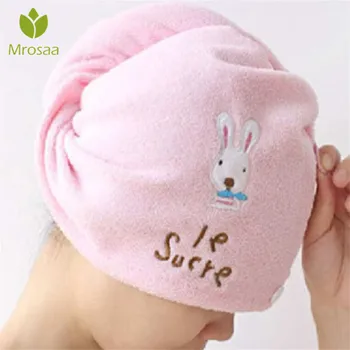 

Cute Drying Towel Head Wrap Hat Soft Hair Towel Microfiber Solid Quickly Dry Hair Hat Women Girls Ladies Cap Bath Accessories