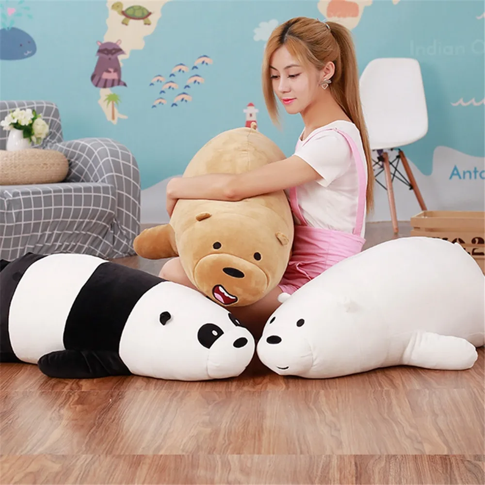 

50cm Kawaii We Bare bears Lying plush Bear Stuffed Grizzly Gray White Bear Panda Cartoon Dolls for Kids Gifts Toys for Children