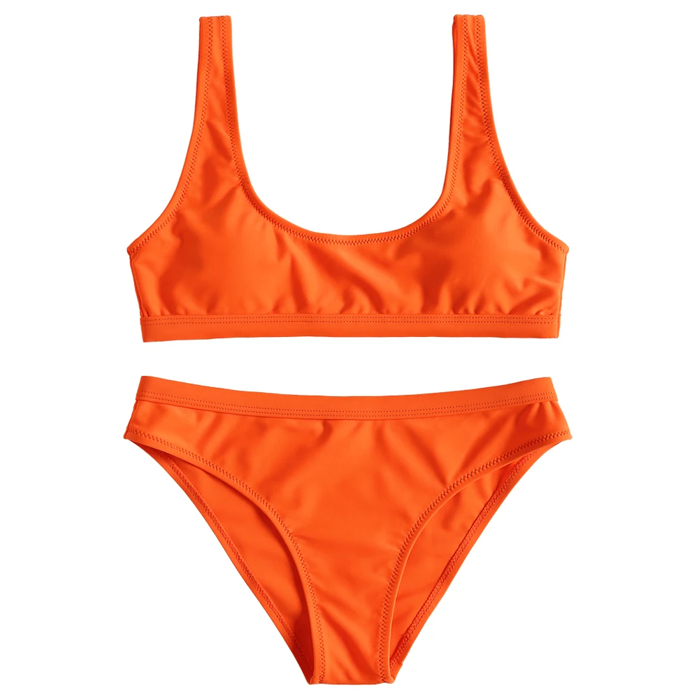 ZAFUL U Neck Bikini Set Scoop Padded Bikini Sport Swimsuit Women