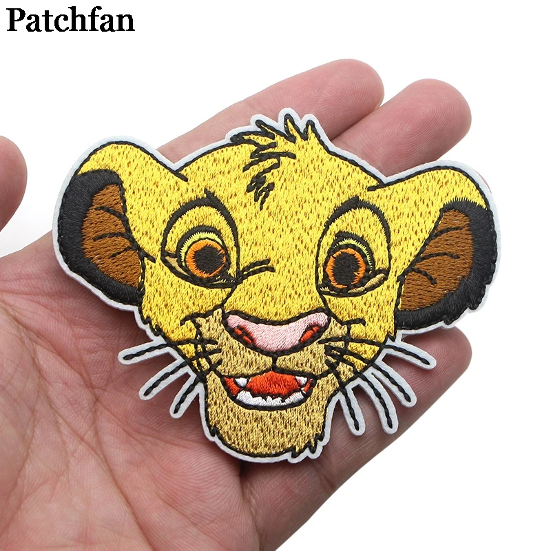 Patchfan Король Лев Simba аппликация нашивки Утюг на para рубашка сумка Одежда Куртка кепки вышитые наклейки Бейджи для одежды A1995