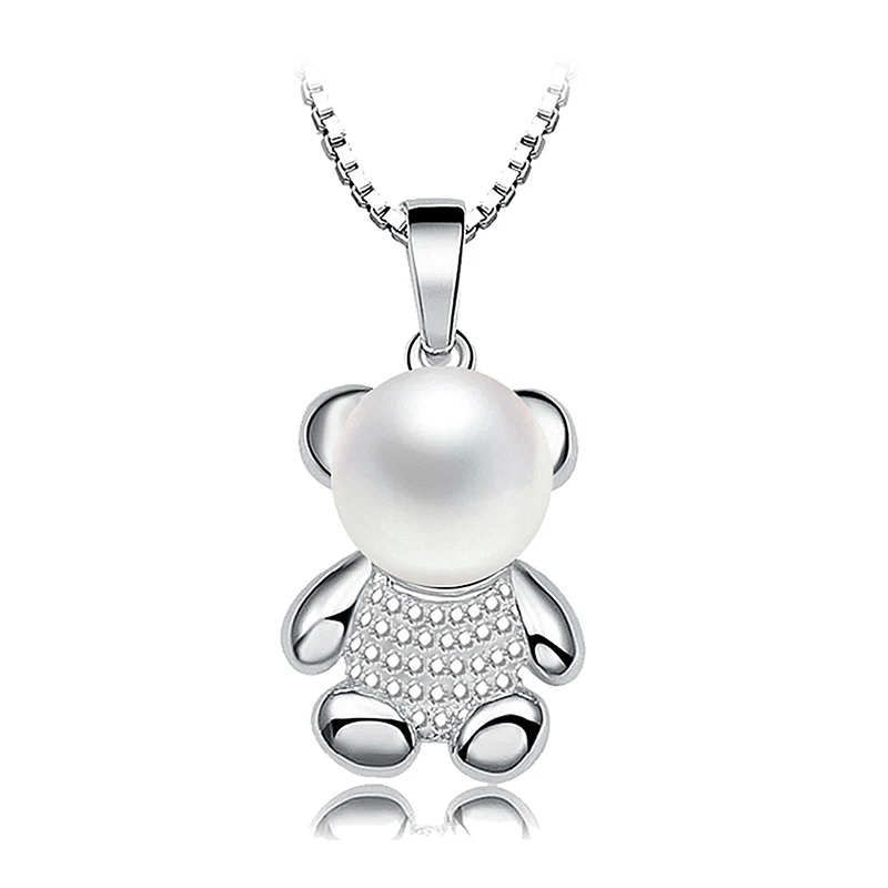 

Sinya pearl Choker for women 925 sterling silver necklace natural freshwater pearl jewelry lovely bear design hot sale