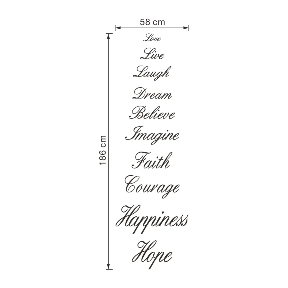 Autocollant De Citation Murale Citation En Anglais Citation De Mots Mur Amour Rire Reve Imaginer Foi Courage Bonheur Espoir Aliexpress