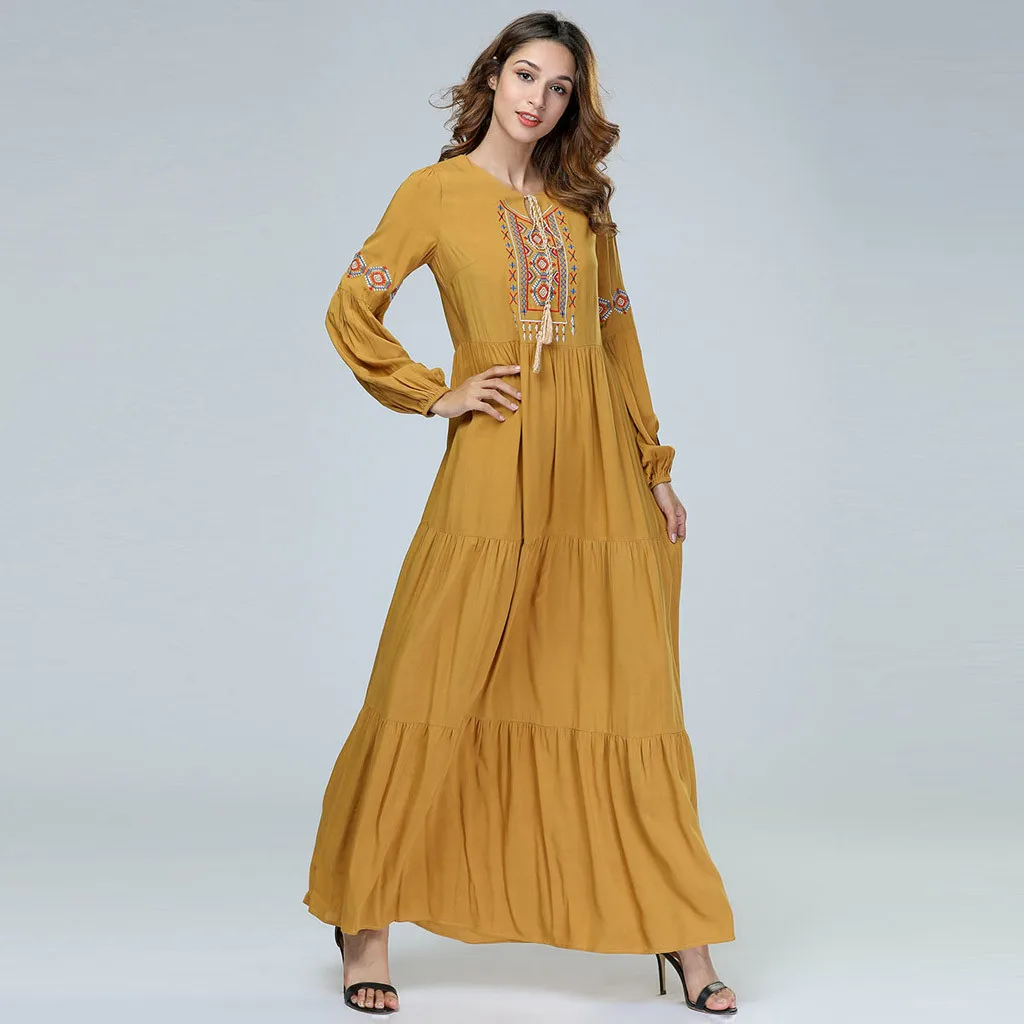 Новый модный Дубайский мусульманский женский минималистичный сшивание длинное платье исламский мусульманский Средний Восточный