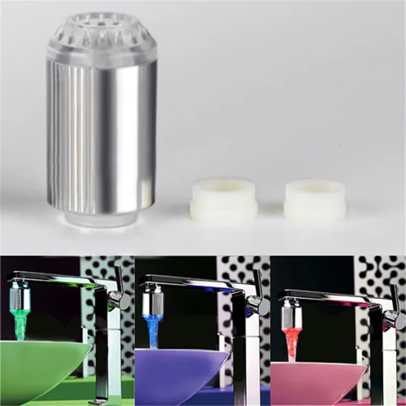 

Basin Faucets 3 Colors Changing LED Light Water Faucet Glow LED Temperature Sensor Tap Head For Shower Bath Temperature Control