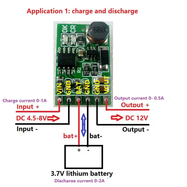 12V 2in1 Lithium Battery Charger & Discharger Board DC DC Converter Step up Module 3.7V 5V to