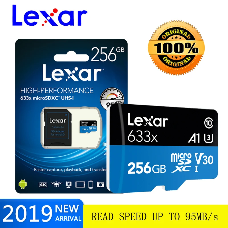 Lexar 633x карты памяти 256 ГБ 128 Гб 64G 95 МБ/с. 512 Micro sd карта Class10 UHS 1 флеш Microsd TF/sd s для