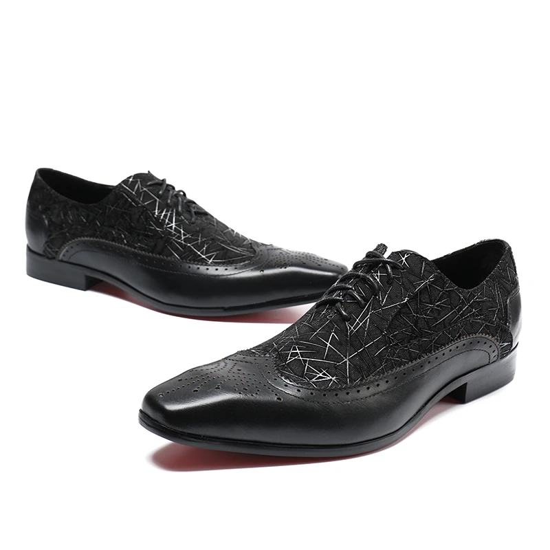 Zobairou sapato masculino/черные туфли из лакированной кожи; Мужская официальная обувь с перфорацией типа «броги»; итальянская Свадебная обувь на шнуровке с квадратным носком; zapatos