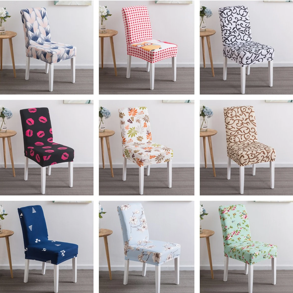 

Spandex Elastic Dining Chair Cover Modern Removable Anti-dirty Kitchen Seat Protector Case Stretch Chair Seat Covers for Banquet