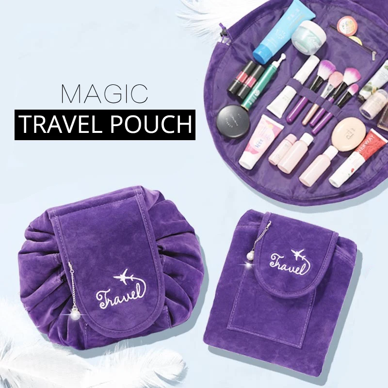 

BONAMIE New Plush Makeup Case Magic Drawstring Cosmetic Bag Female Travel Make Up Bag Organizer Storage Pouch Toiletry Wash Kit