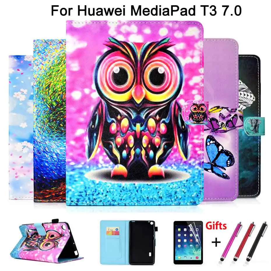 Модная чехол для huawei MediaPad T3 7 0 BG2-W09 WiFi Smart Cover из ПУ кожи планшет Honor Play Pad 2 + пленка