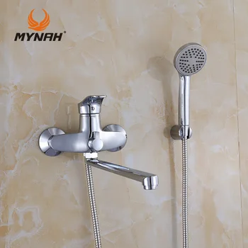 

MYNAH Free Shipping Wall Mounted Waterfall Bathroom Bathtub Faucet Wall Faucet Hand Bathtub Water Valve Shower Set Mixer M2201