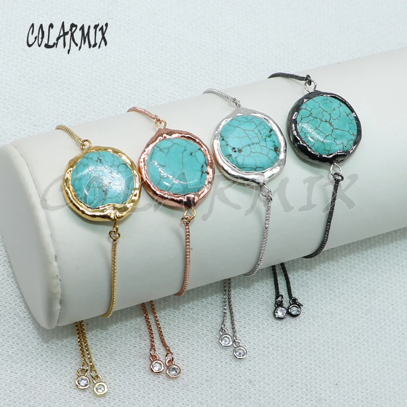 10 шт. каменные браслеты голубой камень круглые каменные браслеты ювелирные изделия Модные украшения для женщин ювелирных изделий 4991