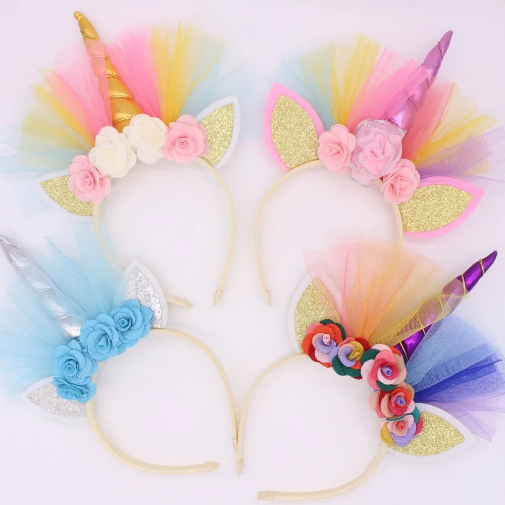 

1Pcs DIY Kids Unicorn Headband Glitter Hairband Rainbow Unicorn Horn Hairband unicorn Bonus for Christmas Party