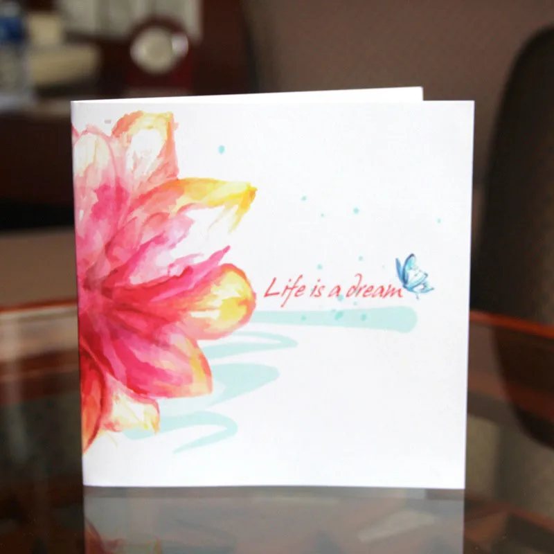  3D Handmade Carving Life Is A Dream Color Printed Full-blown Flowers Blessing Paper Invitation Gree - 32841996074
