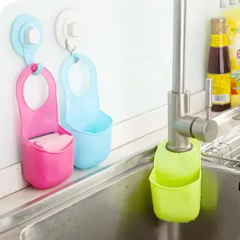 

Free Shipping 1Pcs Creative Kitchen Tools Bathroom Gadgets Candy Colors Soft PVC Plastic Soap Dish Soap Handing Storage Box