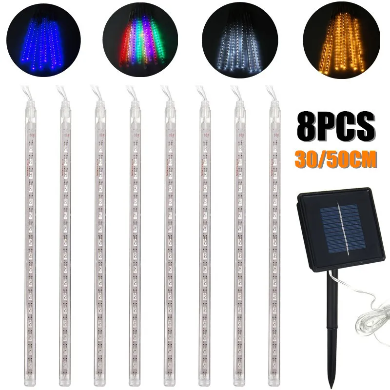 Smuxi 8pcs 50cm Led Strip Light Bulbs Shower Rain Lights Solar Smuxi 8pcs 50cm Led Strip Light Bulbs