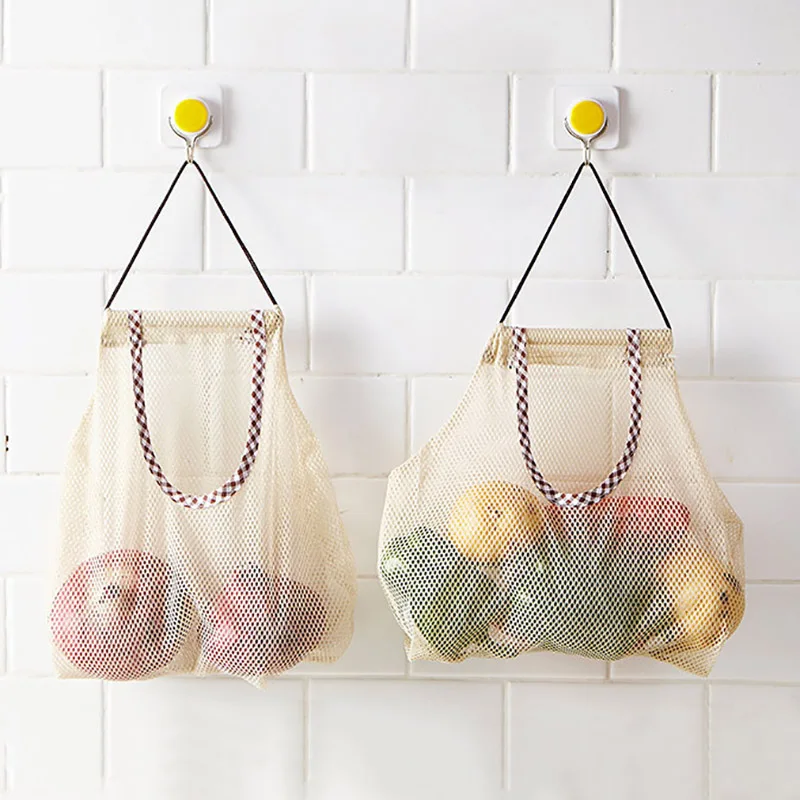 Reusable Fruit Vegetable Bags Portable Hanging Potato Onion Storage