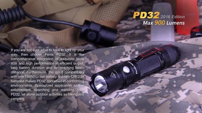 Fenix PD32 Cree XP L HI Белый светодиодный 900 с большим количеством люменов 14400 кандела