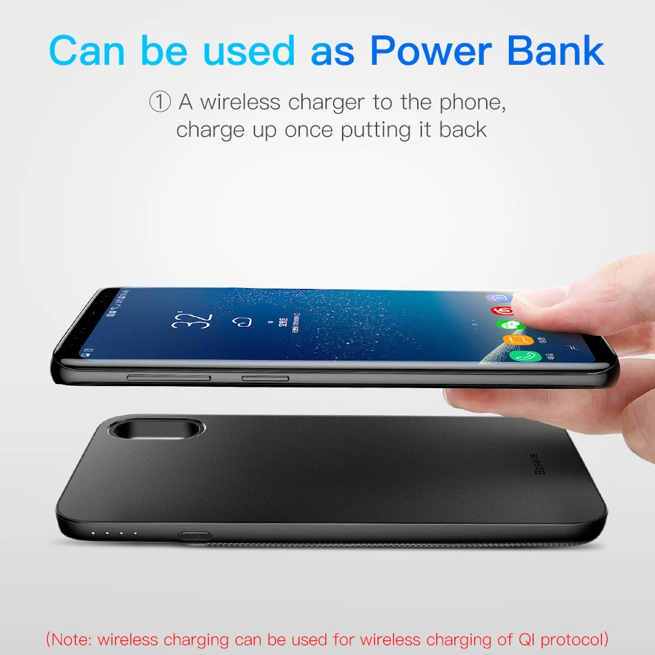 Baseus Wireless Charger Power Bank Case For iPhone X Wireless Charging Battery Charger Case For iPhone X + Phone Case