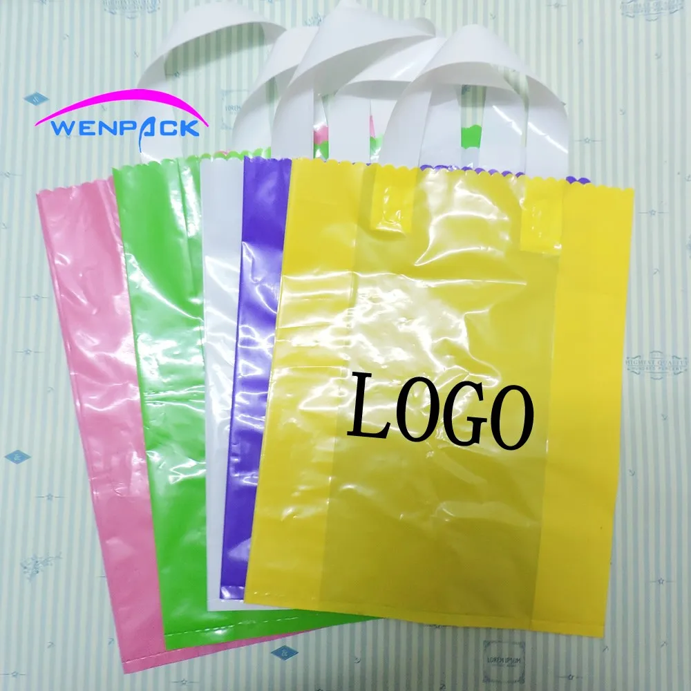 Заказной напечатанный логотип Подарочный пластиковый пакет/Заказная ручка хозяйственная сумка и упаковочная сумка