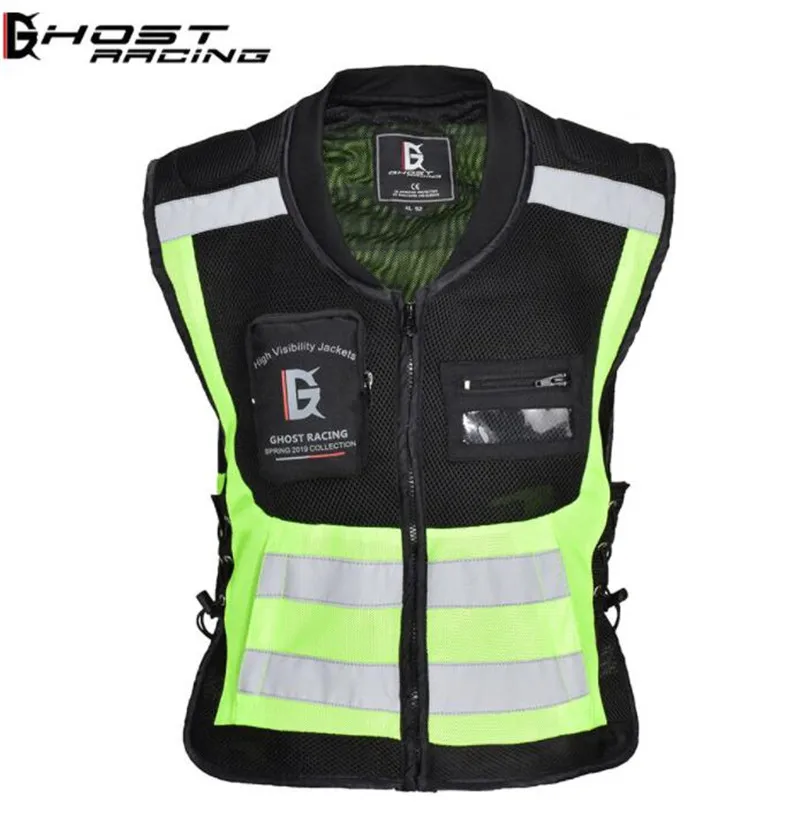 

GHOST RACING Motorcycle Vest Motorbike Motocross Jacket Reflective Safety Motorbike Jacket Sleeveless Sports Racing Moto Vest