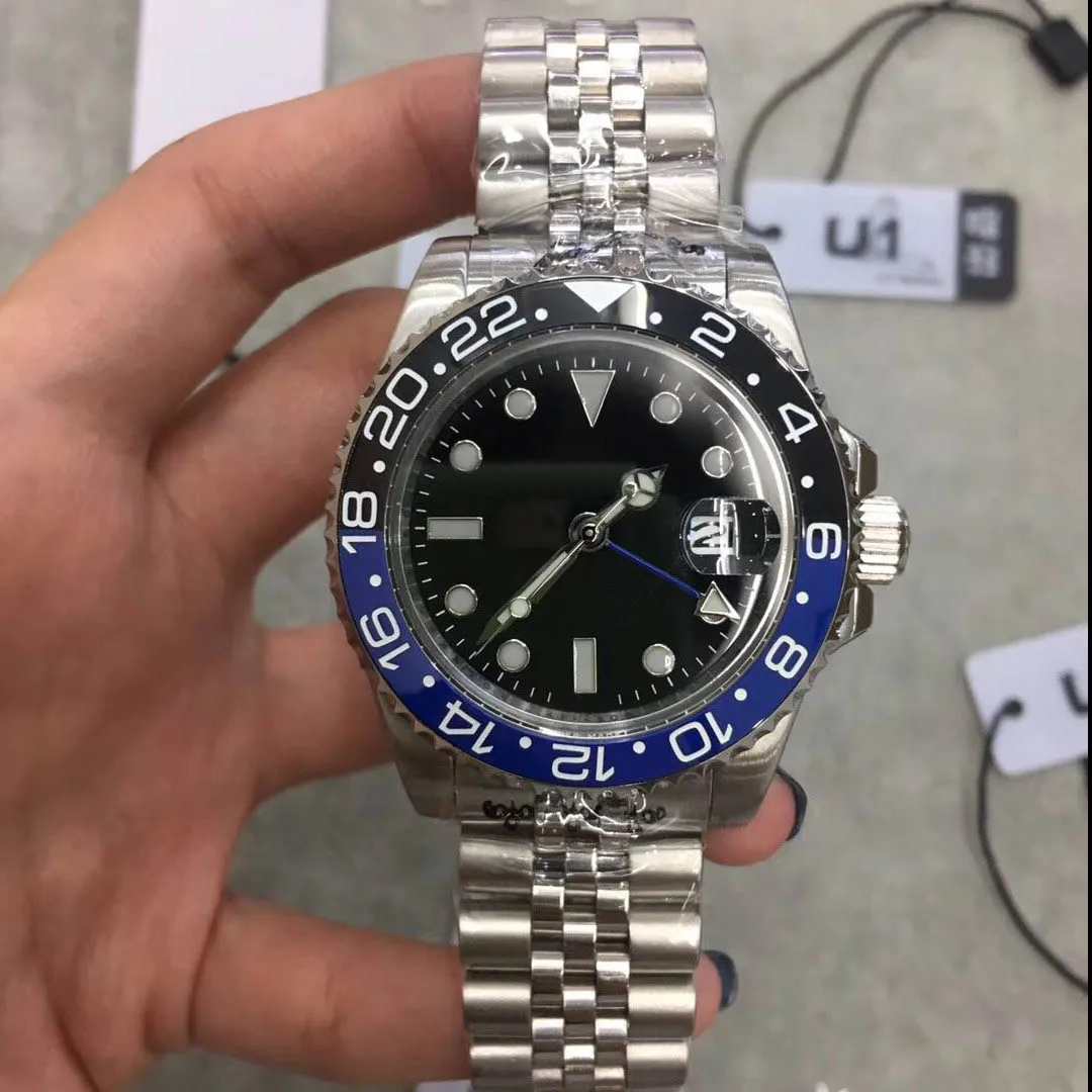 

2019 New Style Gmt Automatic Movement 2813 Presidential strap Batman ceramics 41mm sapphire Black Dial Date Wristwatch