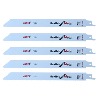 

5 Pcs S1022BF BIM 202mm 8" Reciprocating Sabre Saw Blades Set Flexible For Metal
