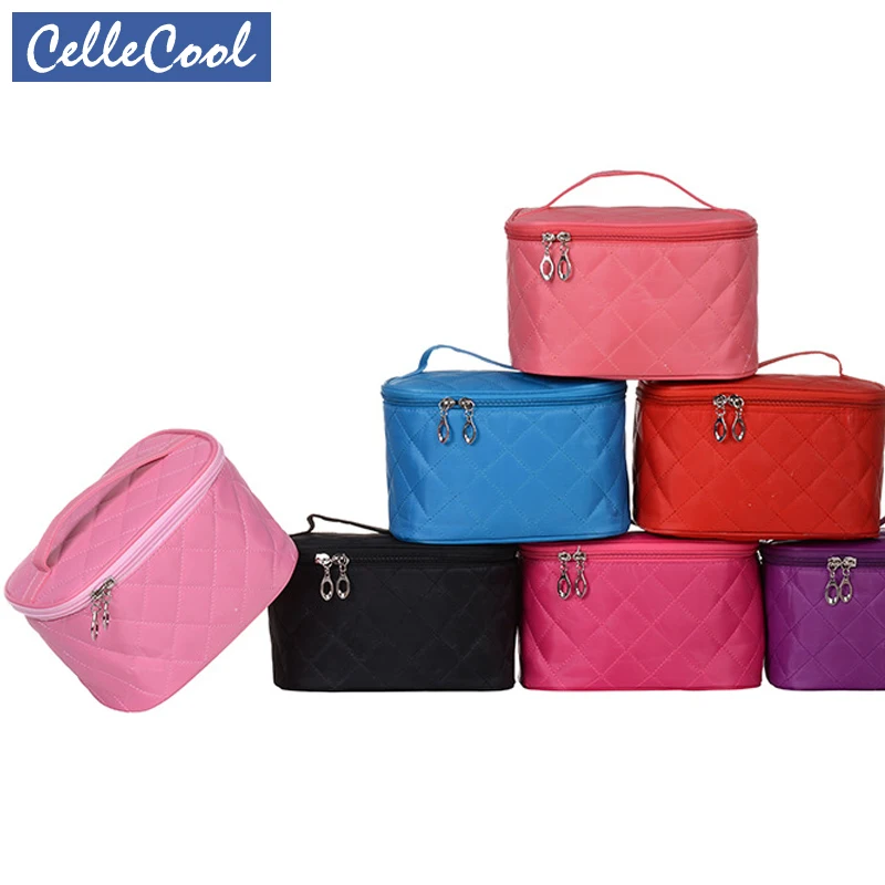 CelleCool سميكة الماس للماء التجميل حقيبة السفر التخزين المحمولة غسل حقيبة زيبر ماكياج حالة الحقيبة أدوات الزينة كيت حقيبة