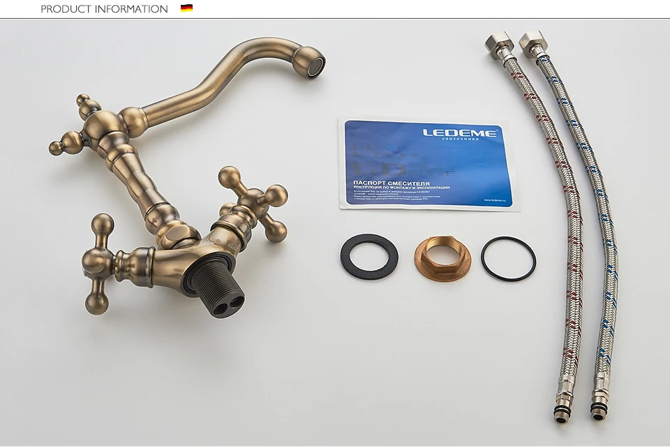 LEDEME Europe Style Basin Kitchen Faucet Total Brass Bronze Finished Swivel Bathroom Faucet Mixer Tap Sink Tap 360 Degree L4019C