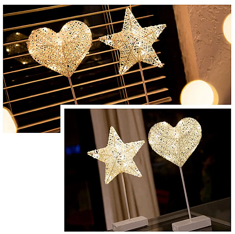Night Table Lamp Hand-Crafted 40 cm LED Night Light Star Heart Love Shaped Lamp Battery Powered Girls Room Decorative New Year (12)